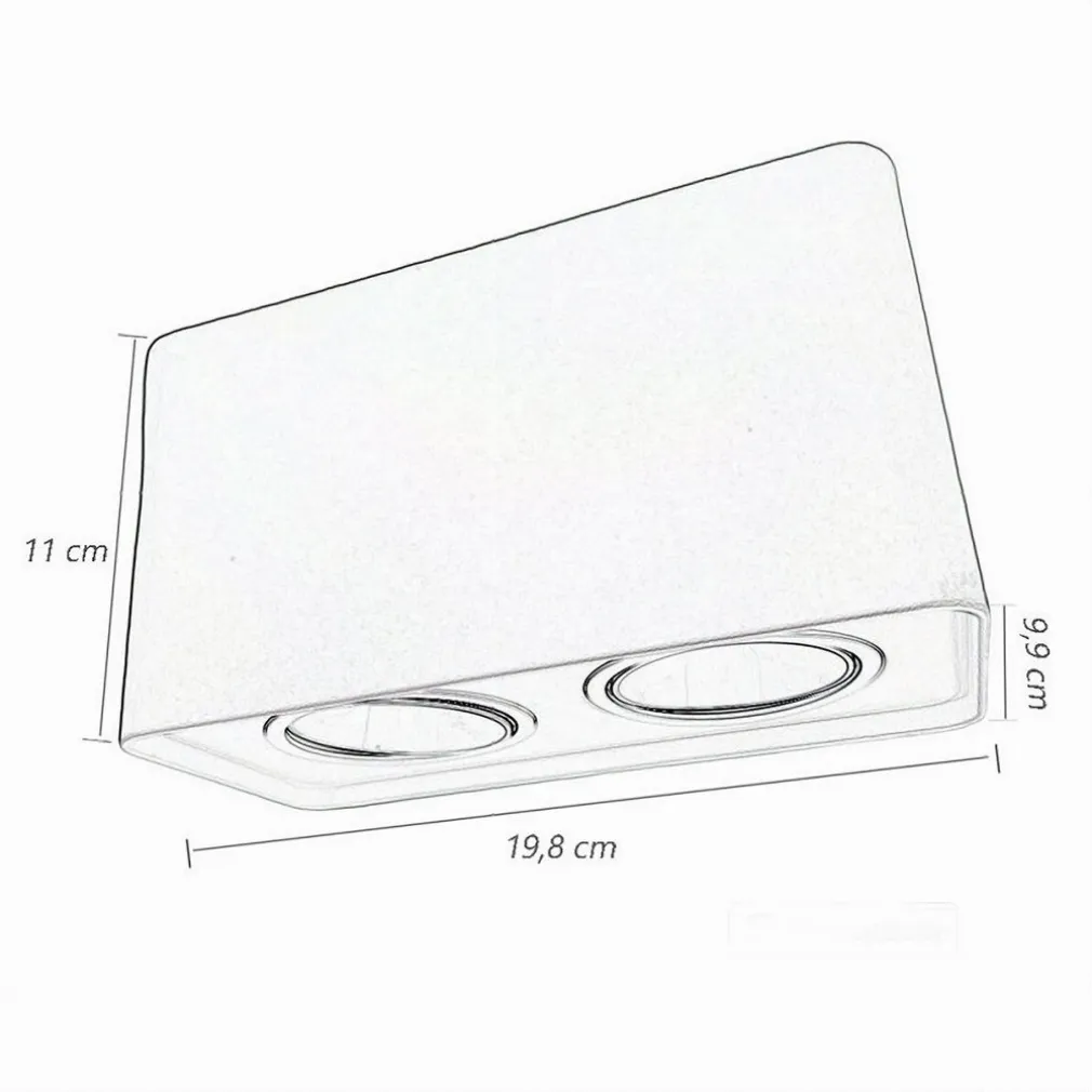 PORTAFARETTO DOPPIO ORIENTABILE DA SOFFITTO BIANCO PER FARETTO GU10 GU5.3 P34-B2