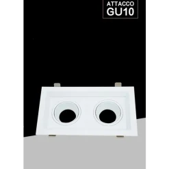 PORTAFARETTO DOPPIO ORIENTABILE INCASSO BIANCO PER LAMPADINE GU10 GU5.3 P33-B2