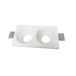 PORTAFARETTO GESSO DOPPIO ROTONDO INCASSO A SCOMPARSA 2 PORTALAMPADA GU10 GS-24