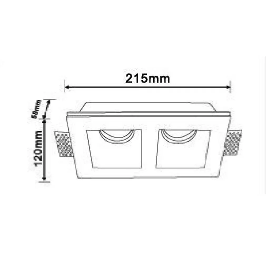 PORTAFARETTO IN GESSO DOPPIO QUADRATO INCASSO A SCOMPARSA PORTALAMPADA GU10 GS23
