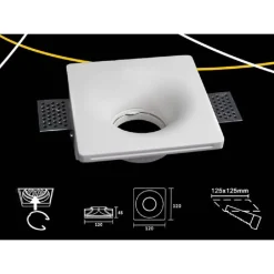 PORTAFARETTO INCASSO GESSO SCOMPARSA QUADRATO CONO 125X125 SUPPORTO FARETTI GS05