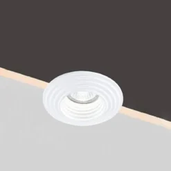 PORTAFARETTO INCASSO GESSO A SCOMPARSA CON MOTIVO TONDO PORTALAMPADA GU10 GS-17