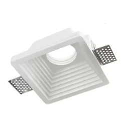 PORTAFARETTO INCASSO IN GESSO A SCOMPARSA PER FARETTO GU10 MOTIVO QUADRATO GS-19