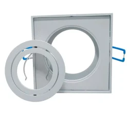 PORTAFARETTO QUADRATO ORIENTABILE INCASSO ESTERNO 85MM LUCE LAMPADE LED GU10 GU5.3