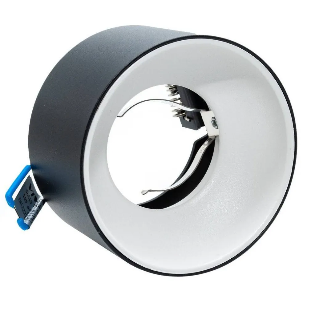PORTAFARETTO TONDO NERO BIANCO INCASSO 70MM LUCE SOFFITTO LAMPADE LED GU10 GU5.3