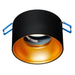 PORTAFARETTO TONDO NERO ORO INCASSO 70 MM LUCE SOFFITTO LAMPADE LED GU10 GU5.3