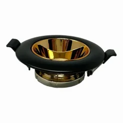 PORTAFARETTO TONDO ORIENTABILE INCASSO SUPPORTO FARETTO NERO E ORO P27-GU10-NO