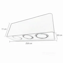 PORTAFARETTO TRIPLO ORIENTABILE DA SOFFITTO BIANCO PER FARETTO GU10 GU5.3 P34-B3