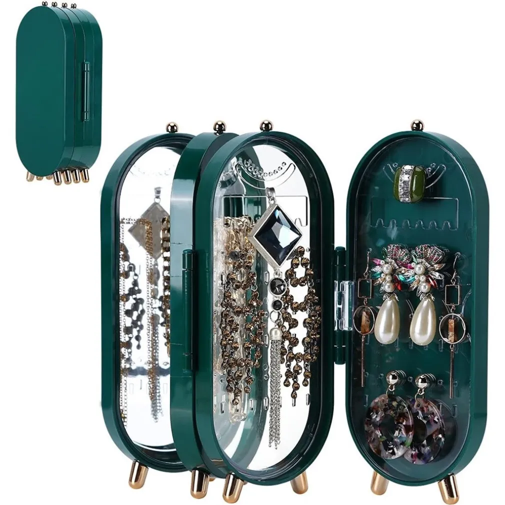 PORTAGIOIE CON SPECCHIO PIEGHEVOLE SUPPORTO GIOIELLI DA APPENDERE PER ORECCHINI COLLANE