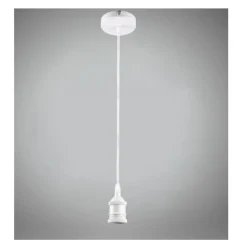 PORTALAMPADA A SOSPENSIONE CAVO IN CORDA 2 MT PER LAMPADINE E27 BIANCO E27-2M-B