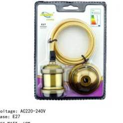 PORTALAMPADA LAMPADARIO SOSPENSIONE SOFFITTO PENDENTE E27 VINTAGE 2 METRI OTTONE