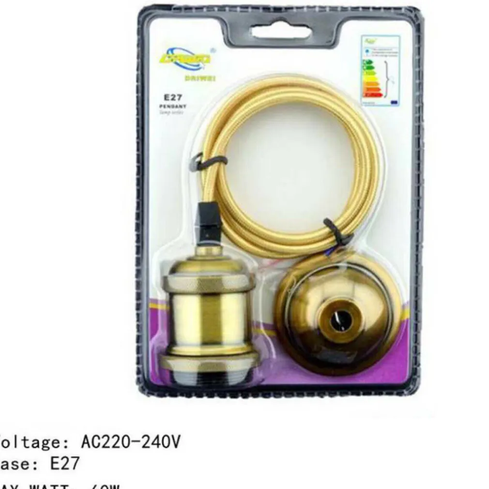 PORTALAMPADA LAMPADARIO SOSPENSIONE SOFFITTO PENDENTE E27 VINTAGE 2 METRI OTTONE