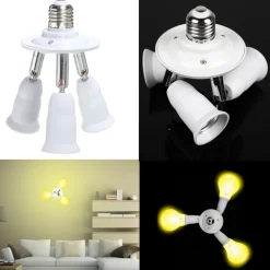 PORTALAMPADA SDOPPIATORE E27 ADATTATORE CON 3 INGRESSI ATTACCO LAMPADINA 3 IN 1