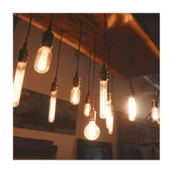 PORTALAMPADA VINTAGE STILE RETRO' SOSPENSIONE PENDENTE E27 BRONZO OTTONE E27-02