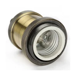 PORTALAMPADA VINTAGE STILE RETRO' SOSPENSIONE PENDENTE E27 BRONZO OTTONE E27-02