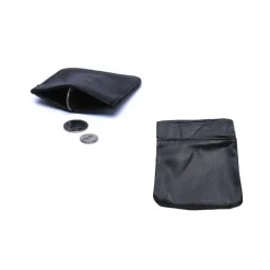 PORTAMONETE NERO MOLLA TINTA UNITA SACCHETTO ECO PELLE PORTA MONETE BORSELLINO