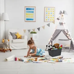 PORTAOGGETTI CESTO IN TESSUTO INTRECCIATO 38X26X25CM MANIGLIE GRIGIO SCURO 79038