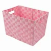 PORTAOGGETTI CESTO IN TESSUTO INTRECCIATO 38 X 26 X 25CM CON MANIGLIE ROSA 79041
