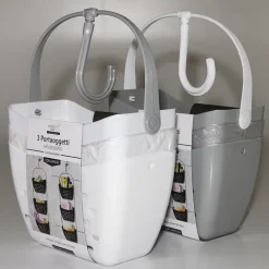 PORTAOGGETTI CON GANCIO 3 CONTENITORI SALVASPAZIO CESTINO BAGNO SOSPESO IN PLASTICA 70 CM