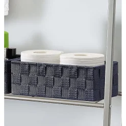 PORTAOGGETTI ORGANIZER BAGNO CAMERA CUCINA TESSUTO BLU MULTIUSO 28X22X10.5CM 79022