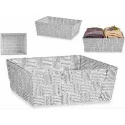 PORTAOGGETTI ORGANIZER BAGNO CAMERA CUCINA TESSUTO GRIGIO CHIARO 28X22X10.5CM 79018