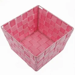 PORTAOGGETTI ROSA ORGANIZER BAGNO CAMERA CUCINA IN TESSUTO 16 X 16 X 8.5CM 79005