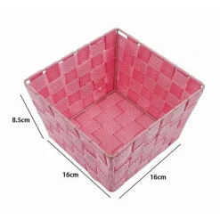 PORTAOGGETTI ROSA ORGANIZER BAGNO CAMERA CUCINA IN TESSUTO 16 X 16 X 8.5CM 79005