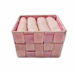 PORTAOGGETTI ROSA ORGANIZER BAGNO CAMERA CUCINA IN TESSUTO 16 X 16 X 8.5CM 79005