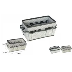 PORTAOGGETTI TESSUTO ORGANIZER CONTENITORE SCATOLA MULTITASCHE 24X12.5X13CM 53033A