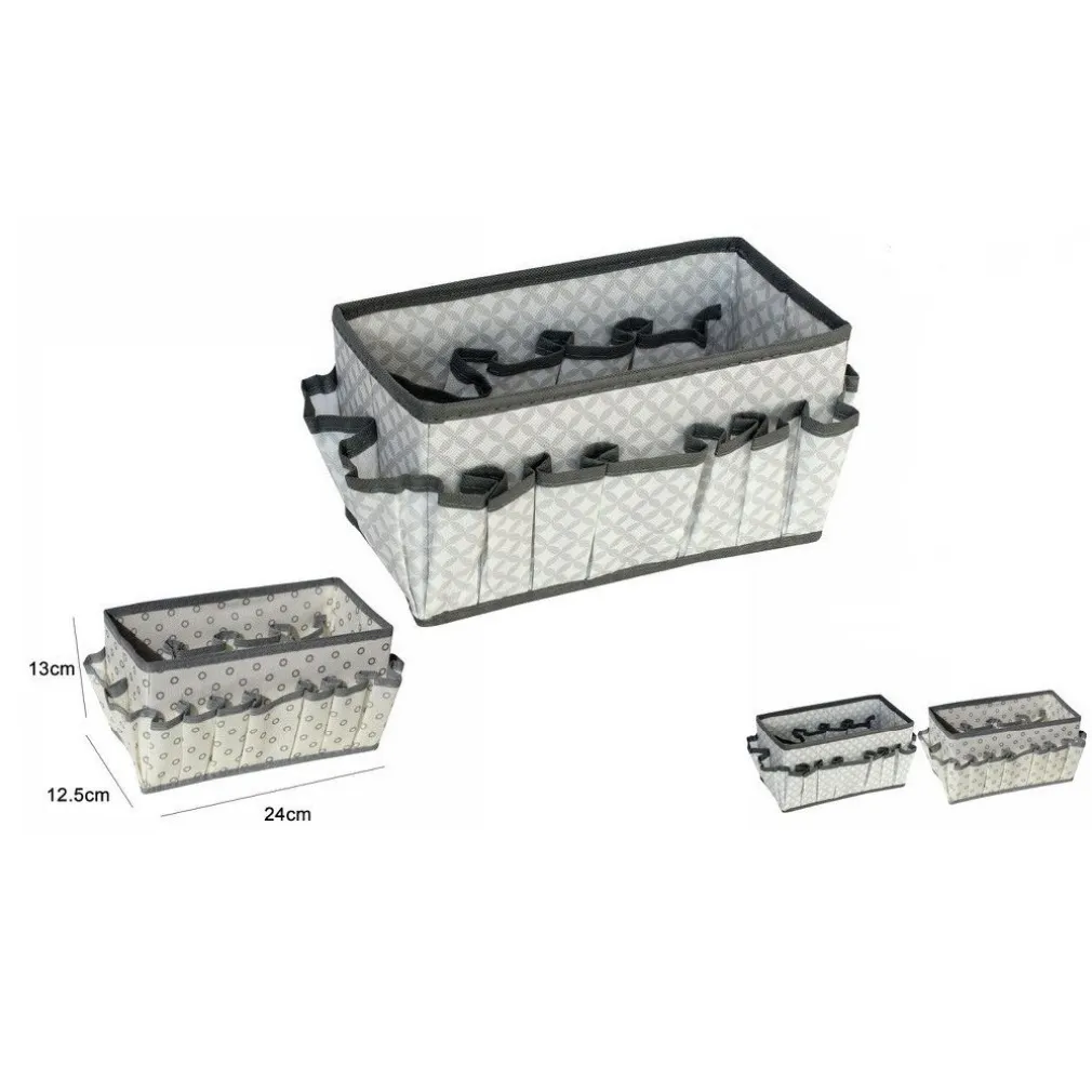 PORTAOGGETTI TESSUTO ORGANIZER CONTENITORE SCATOLA MULTITASCHE 24X12.5X13CM 53033A