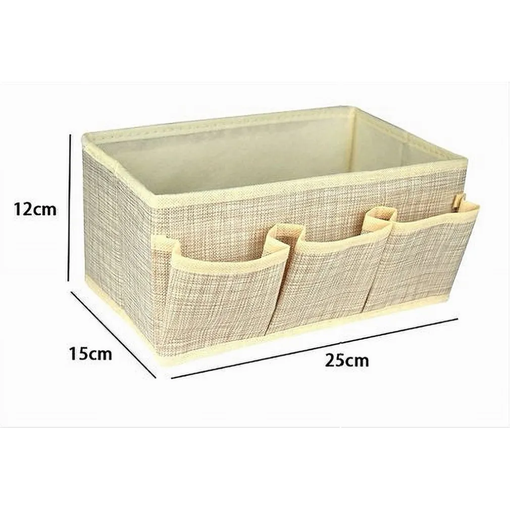 PORTAOGGETTI TESSUTO ORGANIZER CONTENITORE BOX SCATOLA 3 TASCHE 25X15X12cm 79419