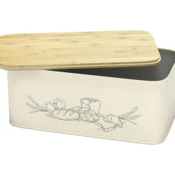 PORTAPANE CONTENITORE PER IL PANE CON COPERCHIO IN BAMBOO DA USARE COME TAGLIERE