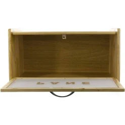 PORTAPANE IN LEGNO CON VETRINA IN VETRO CHIUSURA A CALAMITA CONTENITORE 38X22X20CM