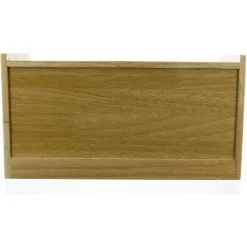 PORTAPANE IN LEGNO CON VETRINA IN VETRO CHIUSURA A CALAMITA CONTENITORE 38X22X20CM
