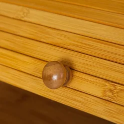 PORTAPANE IN LEGNO DI BAMBU' CUCINA CASSETTO PORTA PANE CON APERTURA SERRANDINA