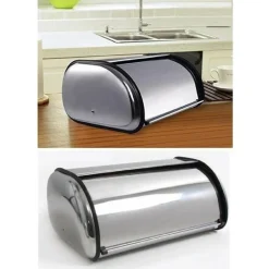 PORTAPANE PANE CROCK DESIGN MODERNO GRANDE ROTOLO TOP CONTENITORE ACCIAIO