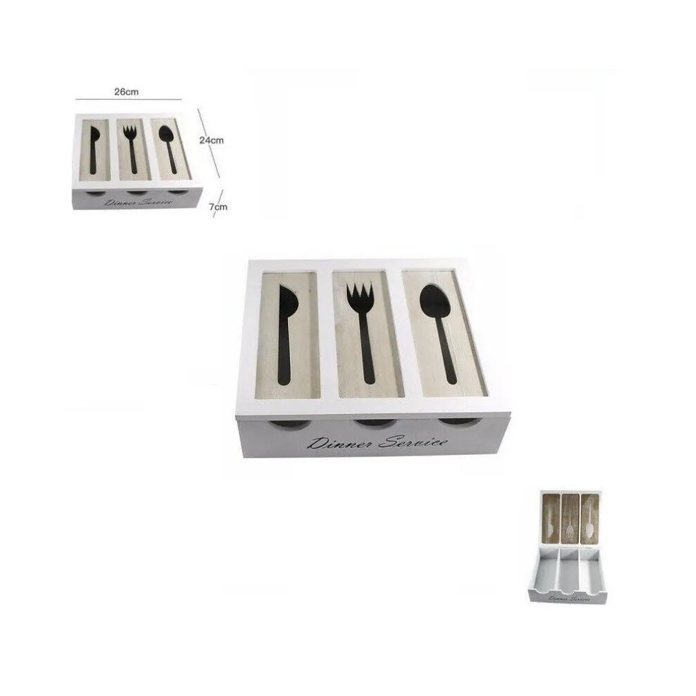 PORTAPOSATE IN LEGNO 3 SCOMPARTI STOVIGLIE SHABBY CHIC ARREDAMENTO CASA