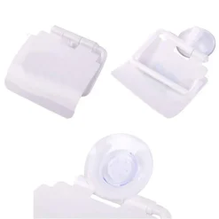 PORTAROTOLO CARTA IGIENICA CON VENTOSA A PARETE PORTA ROTOLO IN PLASTICA COPRI