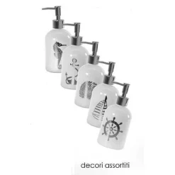 PORTASAPONE LIQUIDO DOSATORE SILVER 450 ML 8X18CM VETRO DECORI ASSORTITI 775666