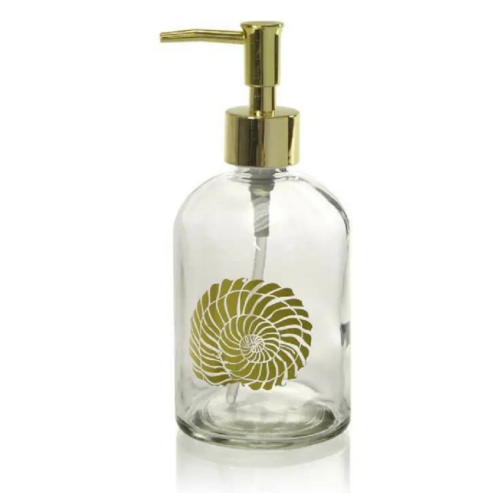 PORTASAPONE LIQUIDO DOSATORE ORO 450ML 8X18CM VETRO VARI DECORI ASSORTITI 775673