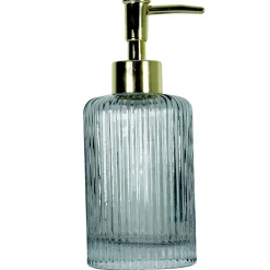 PORTASAPONE PORTA SAPONE CILINDRICO RIGHE GRIGIO ESY_10368 TRAMA VETRO SAPONE