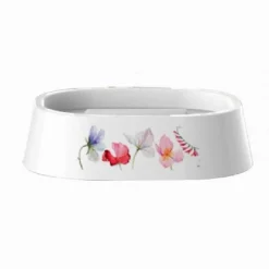 PORTASAPONE SAPONETTA ACCESSORIO BAGNO BIANCO IN PLASTICA 13.2CM CON FIORI 69925