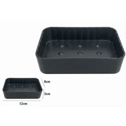 PORTASAPONE SAPONETTA DA BAGNO RETTANGOLARE GRIGIO SCURO RIGATO ACCESSORIO 79172