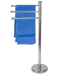 PORTASCIUGAMANI DA TERRA PIANTANA 80CM 3 BRACCI PORTA ASCIUGAMANO IN METALLO