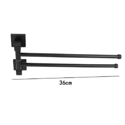 PORTASCIUGAMANI DOPPIO IN ACCIAIO A DUE BRACCI DA PARETE PER BAGNO CUCINA NERO