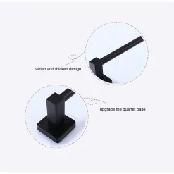 PORTASCIUGAMANI IN ACCIAIO INOX SINGOLO NERO DA 40 CM PER BAGNO DESIGN MODERNO