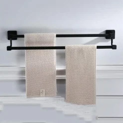 PORTASCIUGAMANI SCAFFALE IN ACCIAIO NERO OPACO APPENDIABITI DOPPIO BAGNO CUCINA