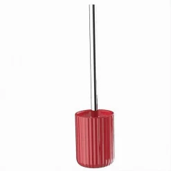PORTASCOPINO ARREDO PER BAGNO WC TOILETTE ROSSO RIGATO CON SCOPINO COMPLETO 69914