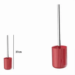 PORTASCOPINO ARREDO PER BAGNO WC TOILETTE ROSSO RIGATO CON SCOPINO COMPLETO 69914