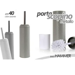 PORTASCOPINO BAGNO WC 40CM IN METALLO DECORO HAMMER VARI COLORI ASSORTITI 747632